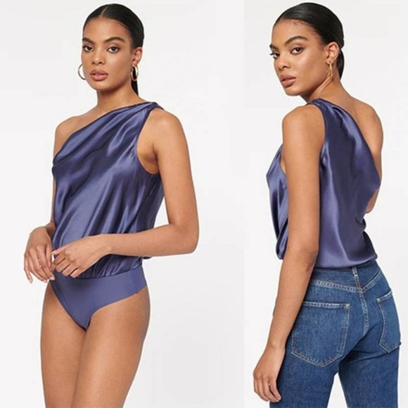 Cami NYC Darby One Shoulder Sexy Bodysuit Women's Night Shadow Size: M NWT - Picture 1 of 10